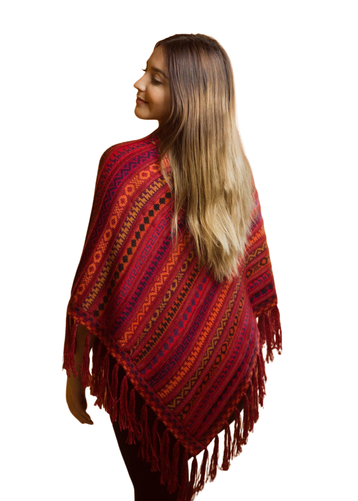 Soft & Warm Alpaca Handmade Colorful Ponchos - One Size Fits All