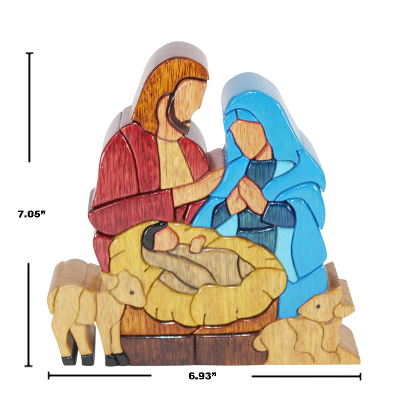 Family Nativity Set  Reversible Handmade WoodWork Puzzle -  Symbol of Unity - Peru Gift Shop