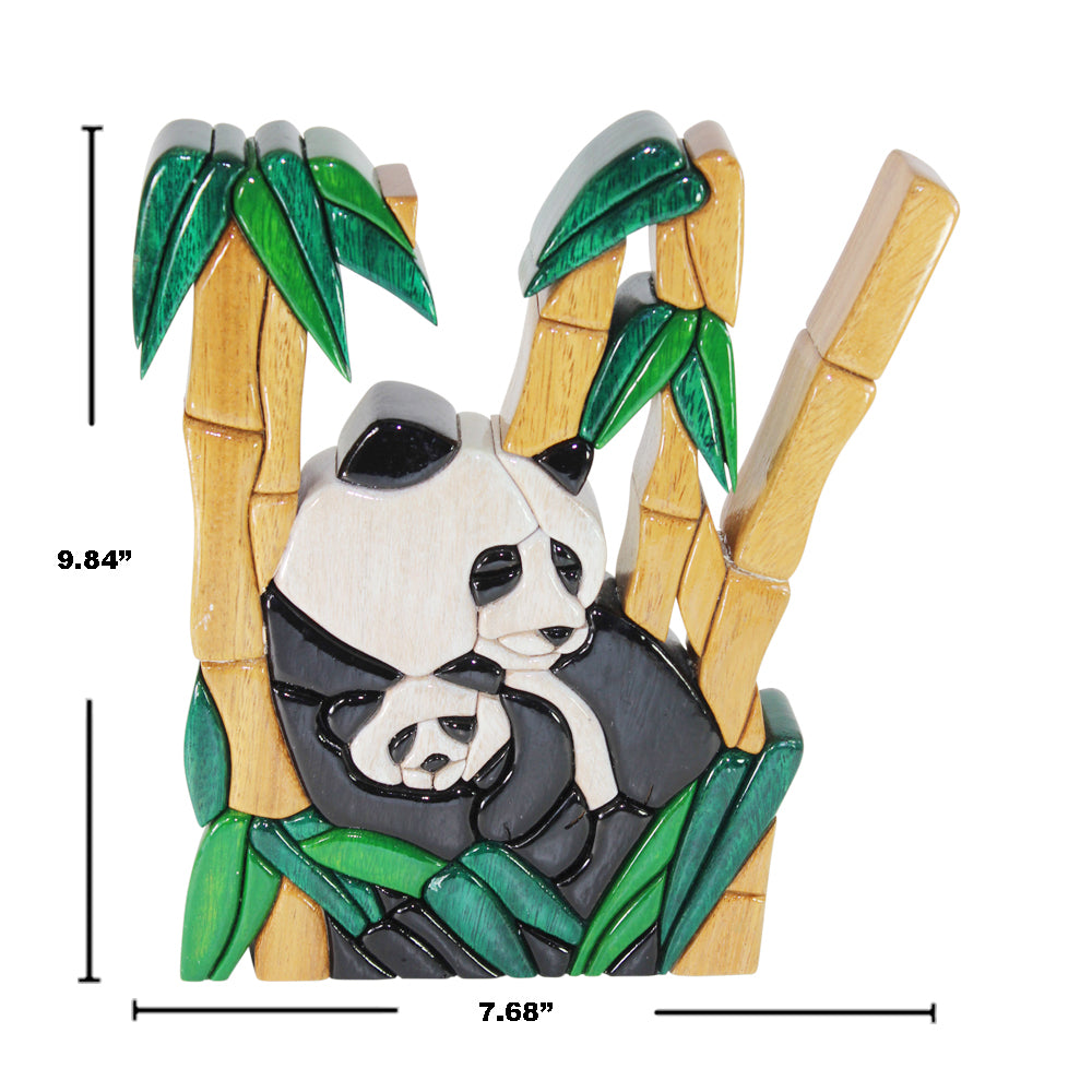 Panda Bear Reversible  Handmade  WoodWork Puzzle - Symbol of Strength - Peru Gift Shop