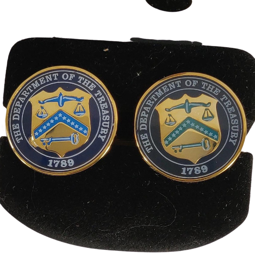 Treasury Department Gold Plated Handpainted Cufflinks