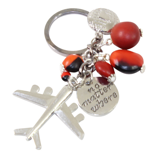 Good Luck Meaningful Keychains Red & Black Seed Beads L:3" - Peru Gift Shop
