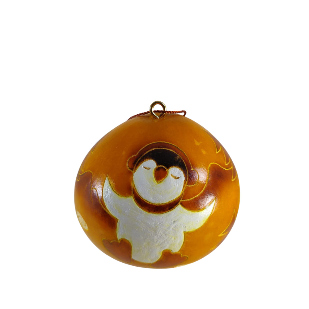 Handmade bear Peruvian gourd Christmas ornament single or set of two by Kuntur Designs