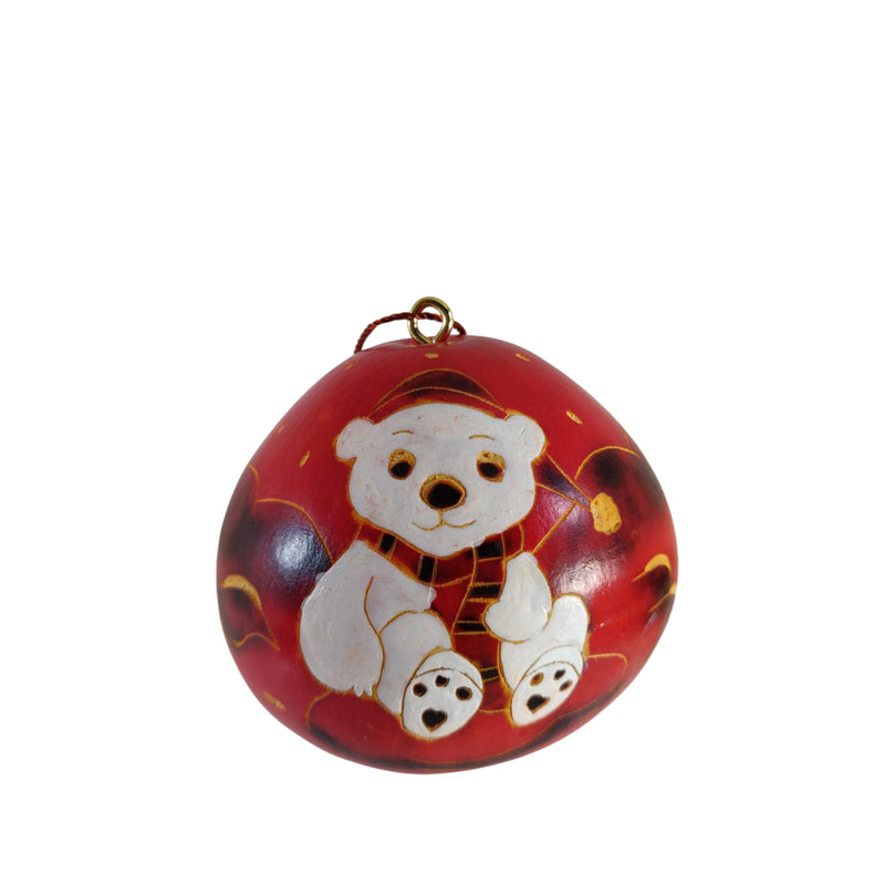 Cute Bear Handmade Christmas Tree Ornament Decoration - Peruvian Traditional Gourds (Set of Two)