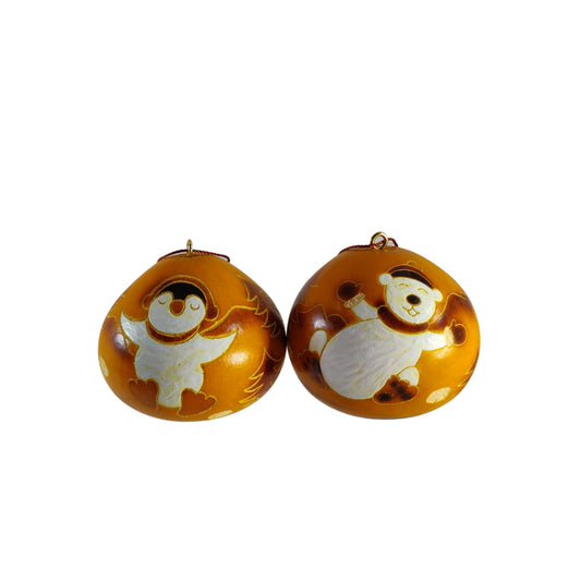 Cute Bear Handmade Christmas Tree Ornament Decoration - Peruvian Traditional Gourds (1 x $18.95 & Set of Two $32.95)