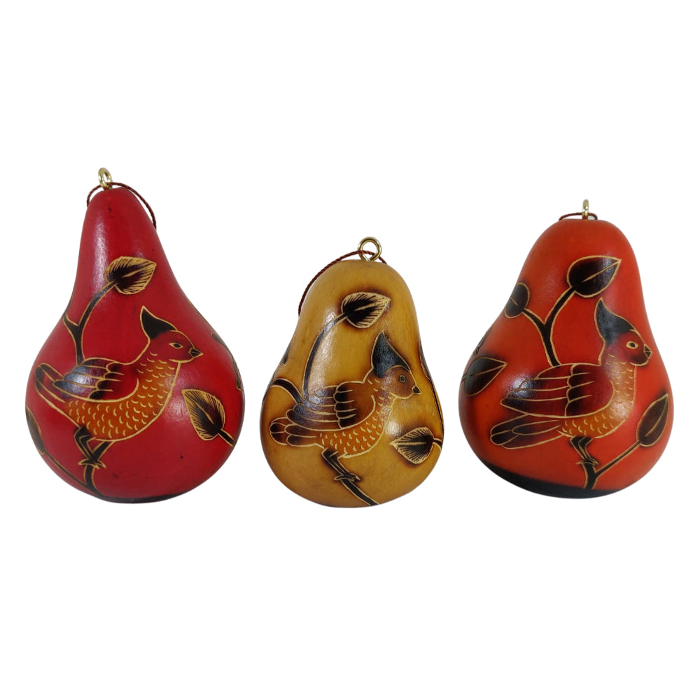 Luxury Bird Handmade Christmas Tree Ornament Decoration - Peruvian Traditional Gourds (Set of Three)