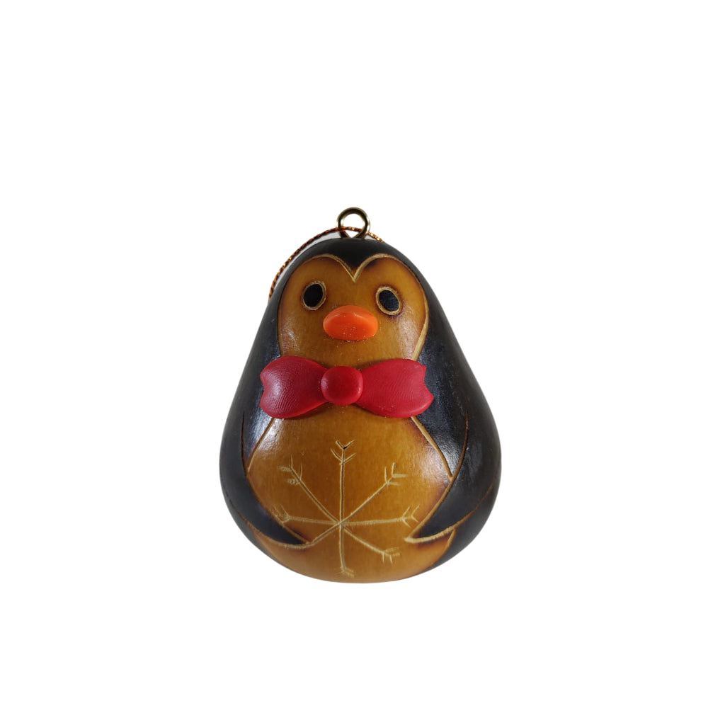 Lindo pingüino hecho a mano árbol de Navidad adorno decoración - calabazas tradicionales peruanas (juego de dos)