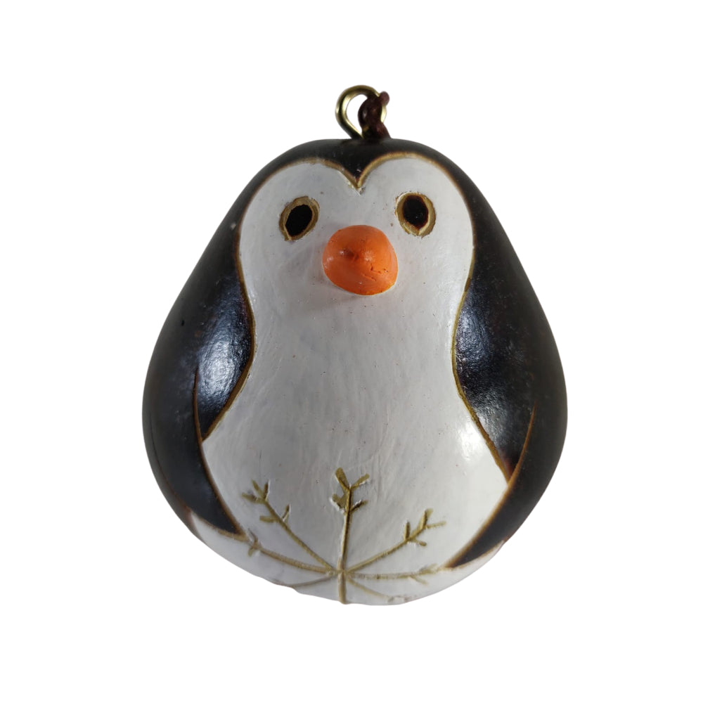 Lindo pingüino hecho a mano árbol de Navidad adorno decoración - calabazas tradicionales peruanas (juego de dos)