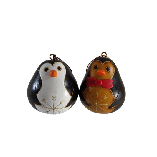 Cute Penguin Handmade Christmas Tree Ornament Decoration - Peruvian Traditional Gourds (1 x $18.95 & Set of Two $32.95)