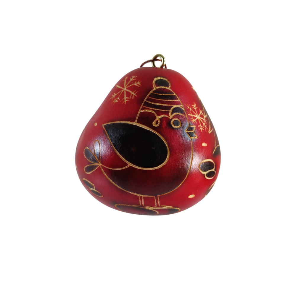 Cute Bird Handmade Christmas Tree Ornament Decoration - Peruvian Traditional Gourds (Set of Two)