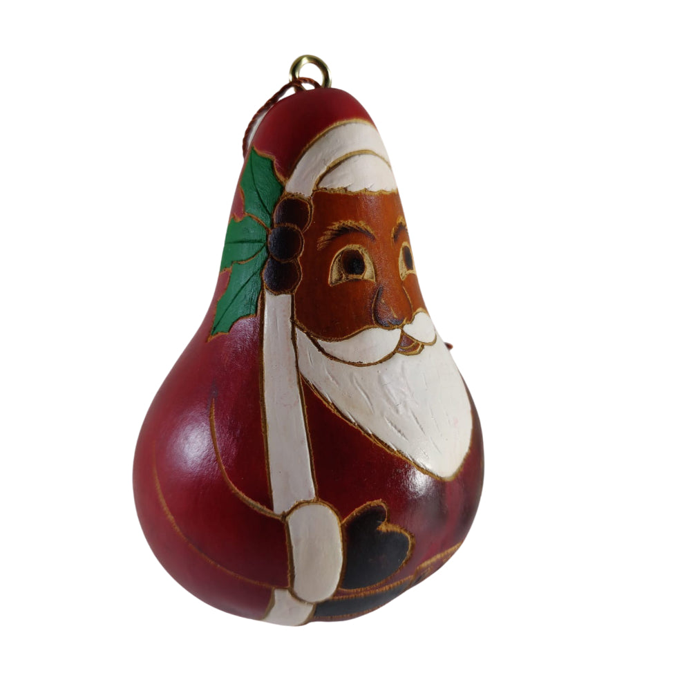 Cute Santa Clause Handmade Christmas Tree Ornament Decoration - Peruvian Traditional Gourds (Set of Two)