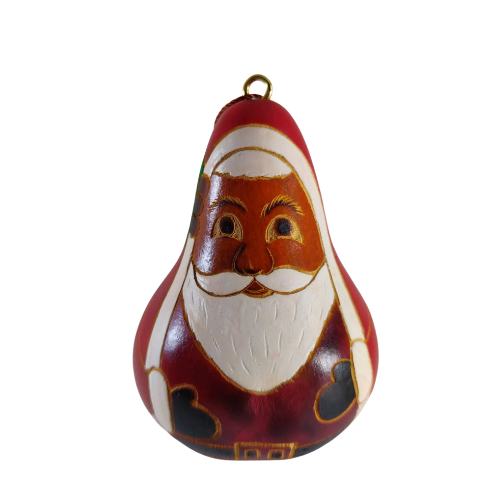 Cute Santa Clause Handmade Christmas Tree Ornament Decoration - Peruvian Traditional Gourds (Set of Two)