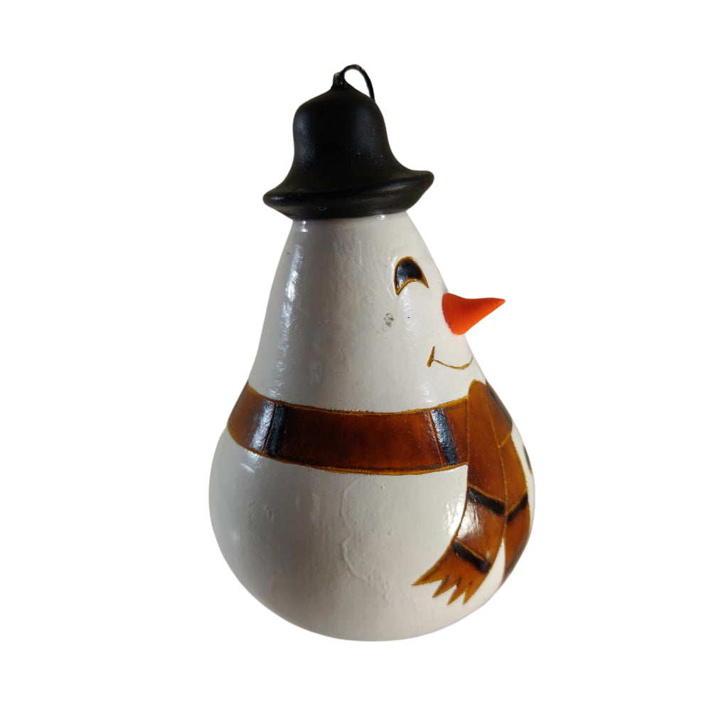 Cute Snowman Handmade Christmas Tree Ornament Decoration - Peruvian Traditional Gourds