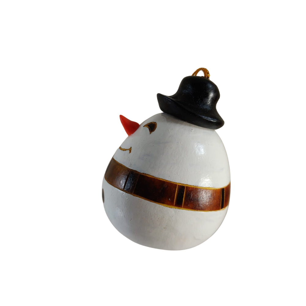 Cute Snowman Handmade Christmas Tree Ornament Decoration - Peruvian Traditional Gourds