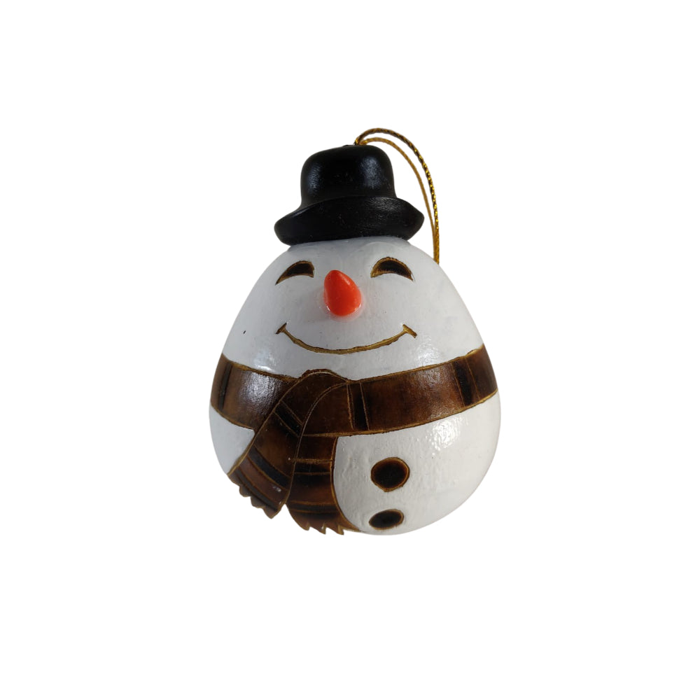 Cute Snowman Handmade Christmas Tree Ornament Decoration - Peruvian Traditional Gourds