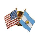 American Stars and Stripes Flag & Argentina Souvenir Unisex Gold Plated Lapel Pin