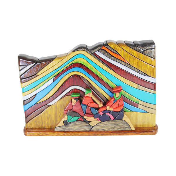 Cusco Rainbow Mountain Reversible Handmade Puzzle Woodwork - Symbol of Nature & Endurance - Peru Gift Shop