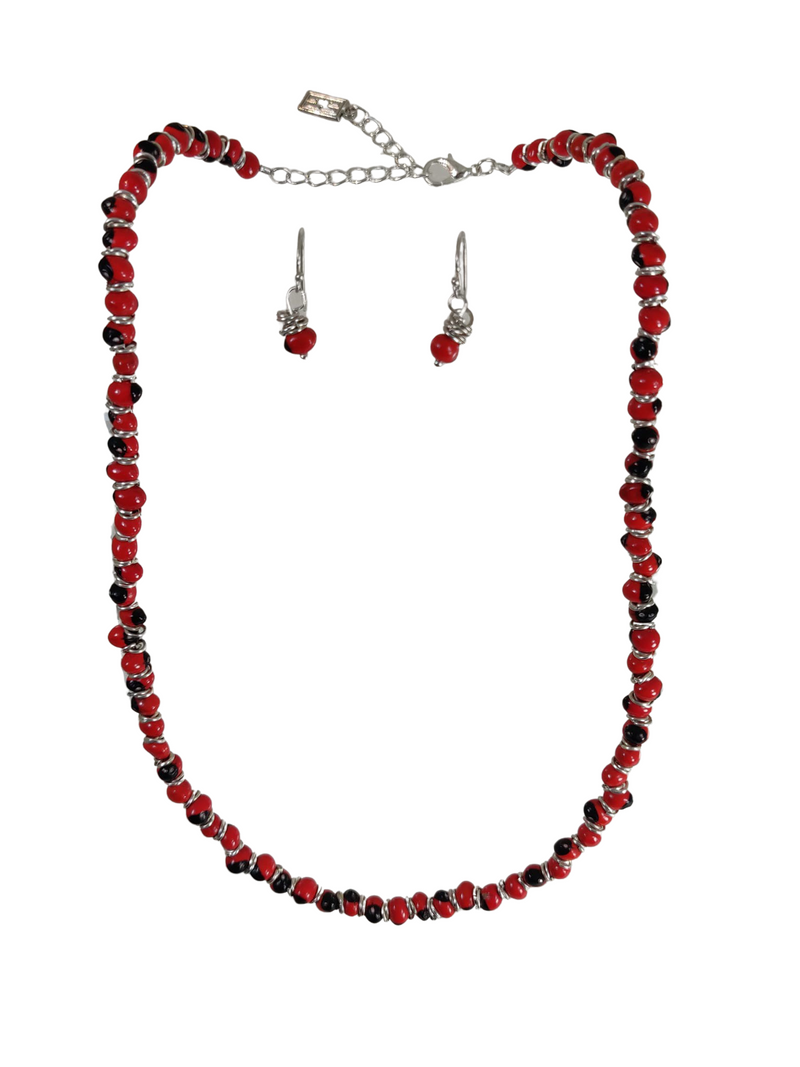 Collar clásico de plata de ley con buena suerte, rojo y negro, 40,6 a 61 cm
