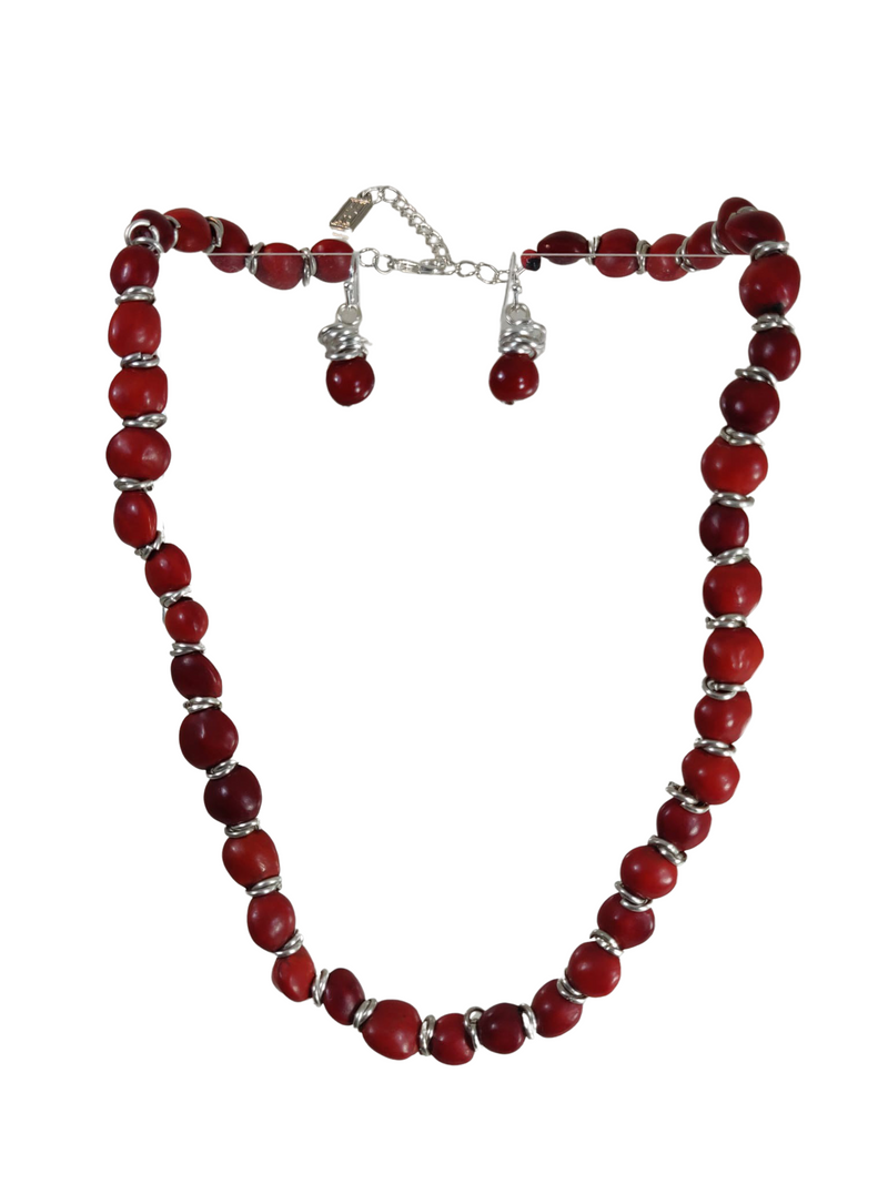 Sterling Silver Classic Red & Black Good Luck Necklace 16"-24"