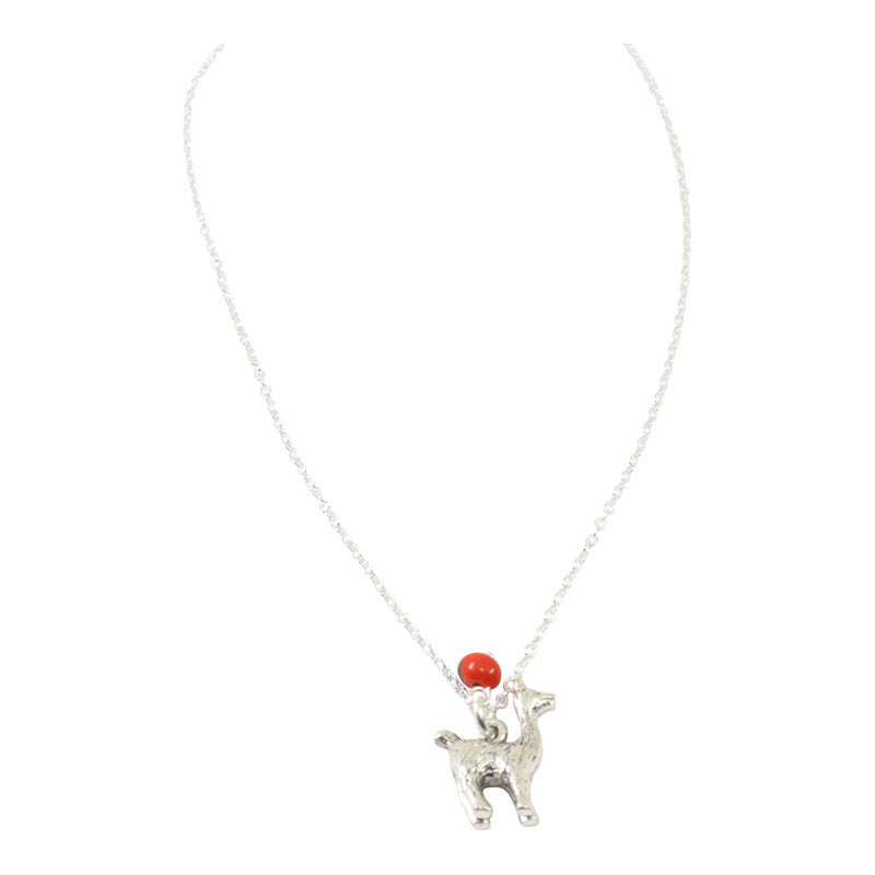 Adjustable silver tone good luck charm necklace with Huayruro red and black seed beads 16-18 inches by Evelyn Brooks Peru