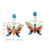 Sterling Silver "Lifefulness Butterfly" Natural Stone Dangle Earrings