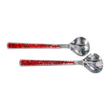 Handmade Luxury Silver Plated Serving Spoons with Peruvian Huayruro Seed Beads - Set of Two