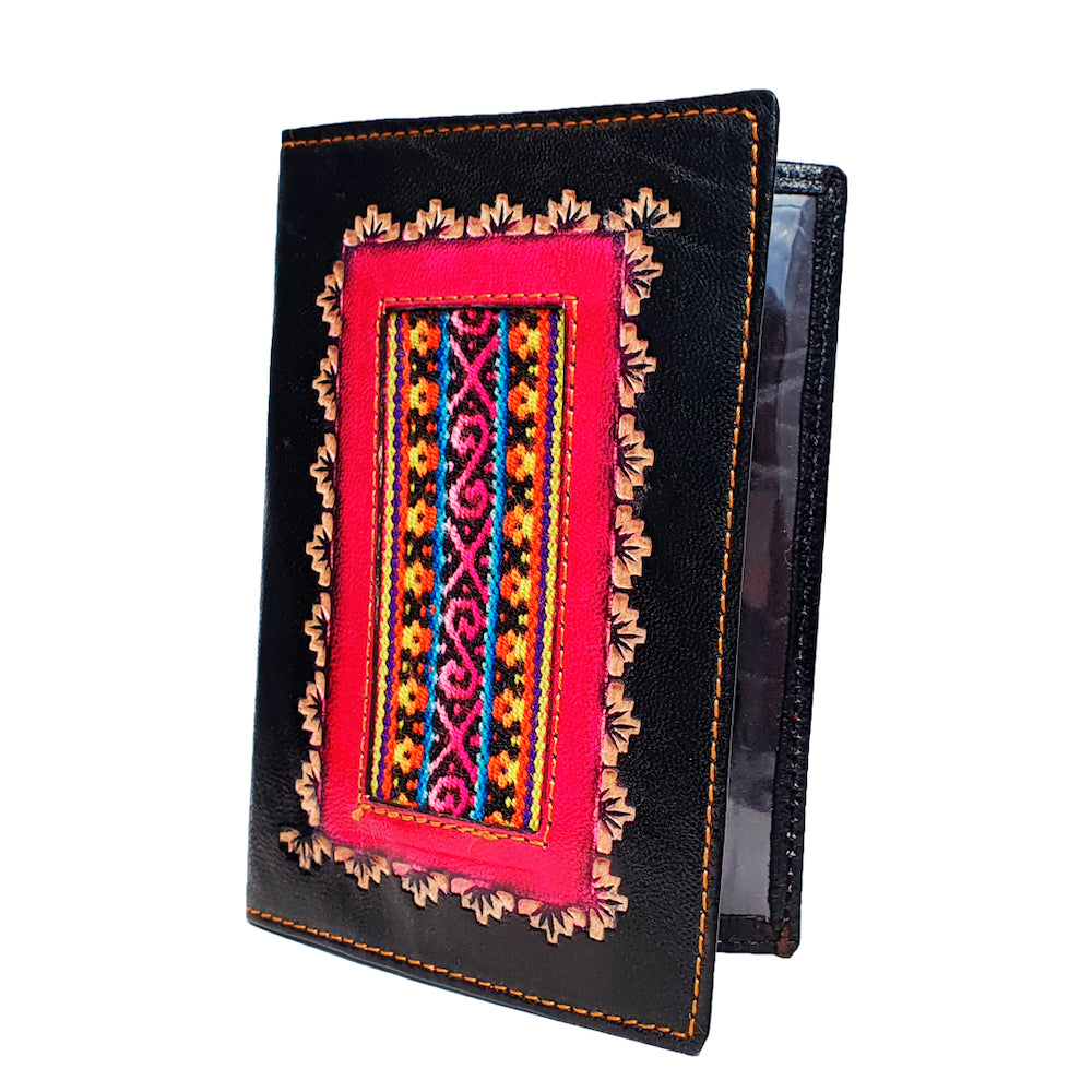 100% Genuine Leather Blossom Design Passport Wallet