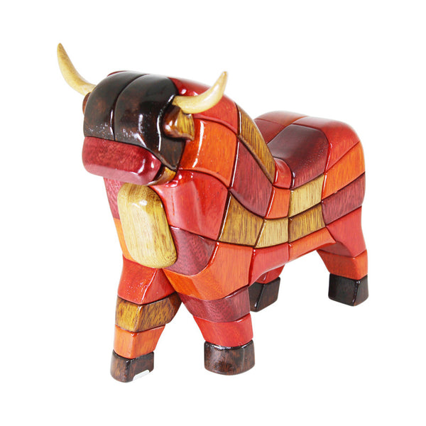 Traditional Bull Reversible Handmade Woodwork Puzzle - Symbol of Strength & Power - Peru Gift Shop