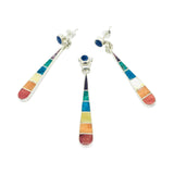 Tear Drop Multicolored Stone Earrings & Pendant