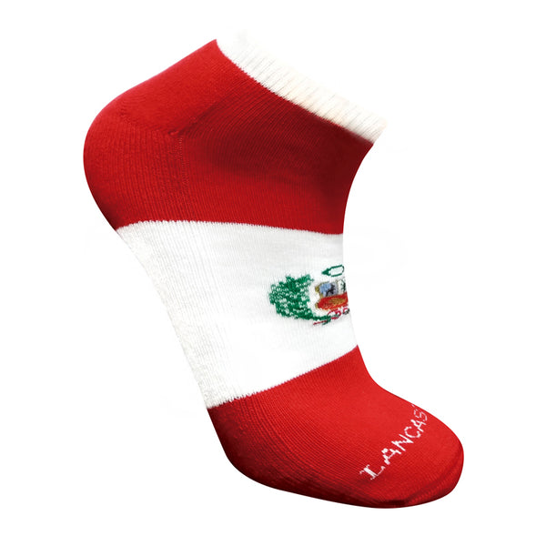 Calcetines de algodón "unisex" diseñados con escudo de Perú - Rojo y blanco 
