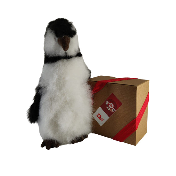 100% Baby Alpaca Fur Friendly Penguin • Handmade • Hypoallergenic & Pillow Soft • (10 INCH)