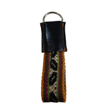Multicolored Traditional Textile Handmade "Unisex" Leather Key chain/Key ring 4" Long by 1"