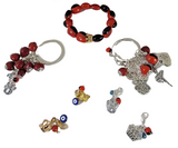 Good Luck Meaningful Keychains Red & Black Seed Beads L:3"