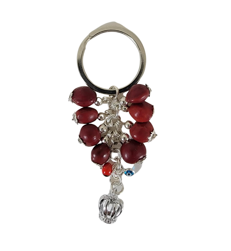 Good Luck Meaningful Keychains Red & Black Seed Beads L:3"