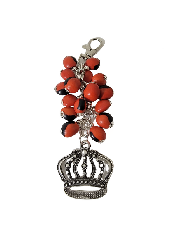 Marinera Queen Good Luck Meaningful Keychains Red & Black Seed Beads L:3"
