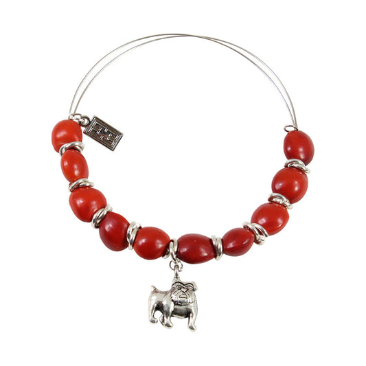 English Bulldog Charm Adjustable Bangle Bracelet 