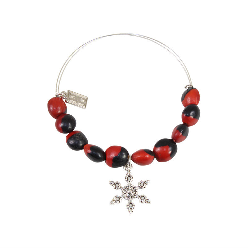 Snowflake Christmas Charm Adjustable Bangle Bracelet 
