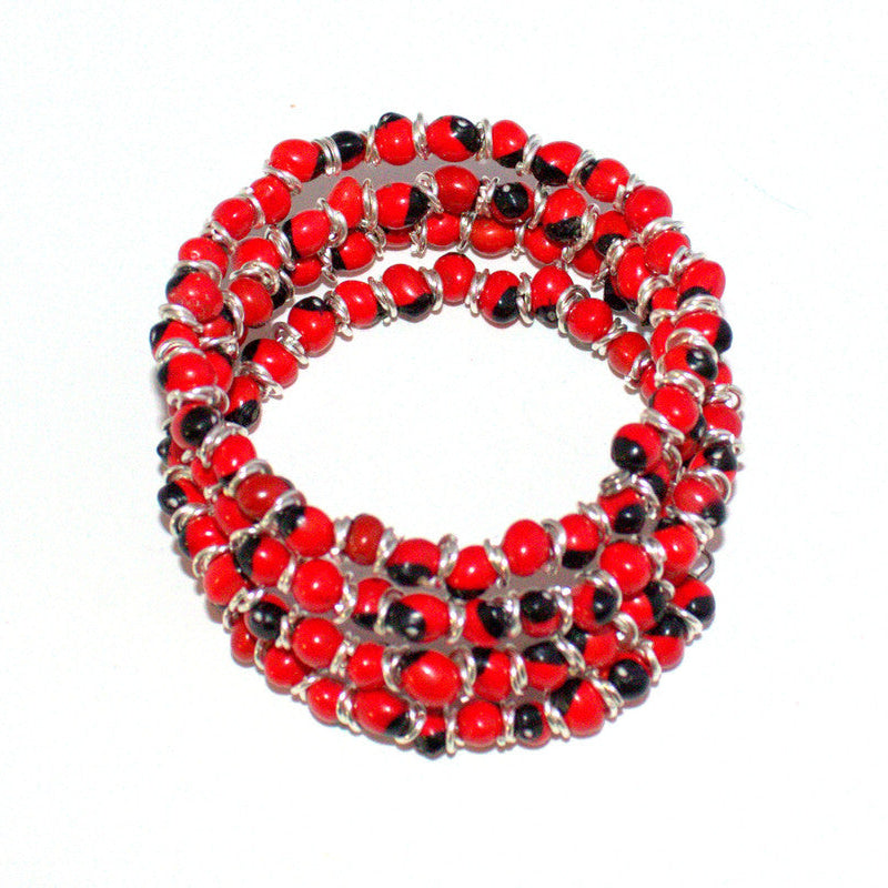 Adjustable Huayruro seed wrap bracelet handmade Peruvian good luck jewelry style 2 by Evelyn Brooks