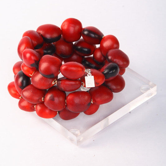 Adjustable Huayruro seed wrap bracelet handmade Peruvian good luck jewelry style 1 by Evelyn Brooks