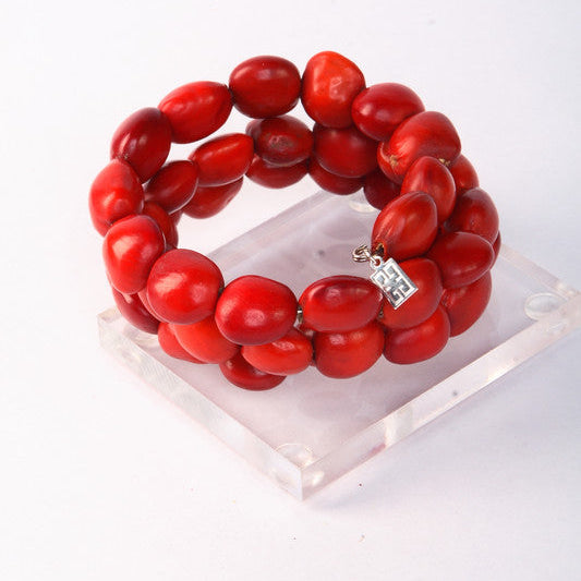 Adjustable Huayruro seed wrap bracelet handmade Peruvian good luck jewelry style 1 by Evelyn Brooks