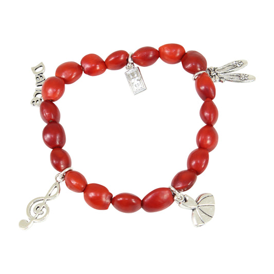 Pulsera elástica de buena suerte con múltiples dijes de bailarina, 6,5 "-7,5" 