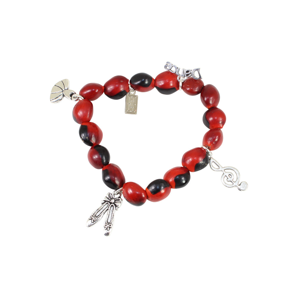 Pulsera elástica de buena suerte con múltiples dijes de bailarina, 6,5 "-7,5" 