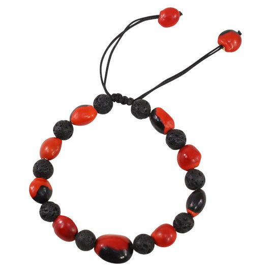 Handmade Macrame Volcanic Stone Unisex Bracelet – Symbol of Good Luck & Protection