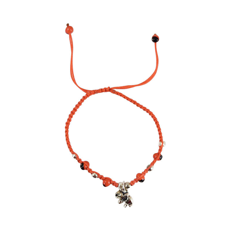 Pulsera de amistad significativa de macramé con dije de elefante de buena suerte 