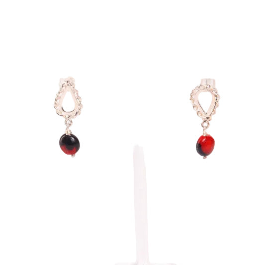 Huayruro sterling silver tear drop dangle earrings handmade Peruvian good luck jewelry style 2 by Evelyn Brooks