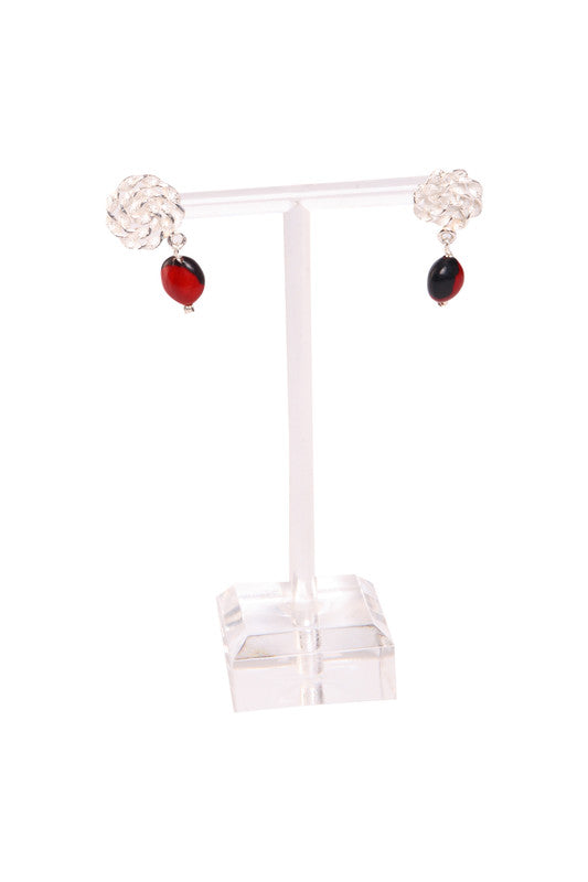 Nazca Infinity Sterling Silver Dangle Red & Black Good Earrings