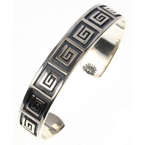 “Moschik” Peruvian Inspired Adjustable Narrow Geometric Cuff Bracelet - EvelynBrooksDesigns