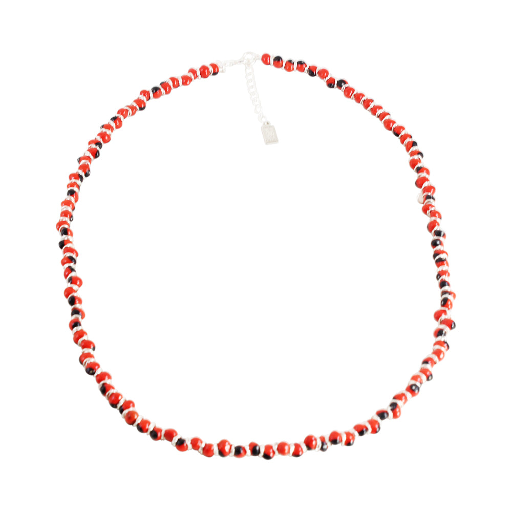 Sterling Silver Classic Red & Black Good Luck Necklace 16"-18"