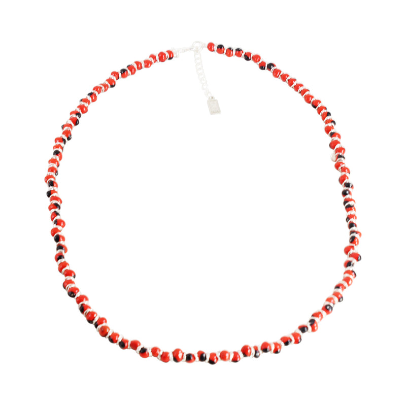 Sterling Silver Classic Red & Black Good Luck Necklace 16"-18"