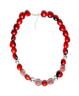 Classic Hand-Crochet Elegant Red & Black Good Luck Necklace 16"-20"