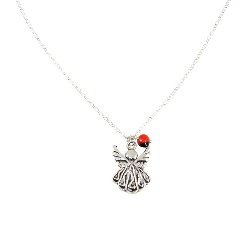 Adjustable silver tone good luck charm necklace with Huayruro red and black seed beads 16-18 inches by Evelyn Brooks Peru